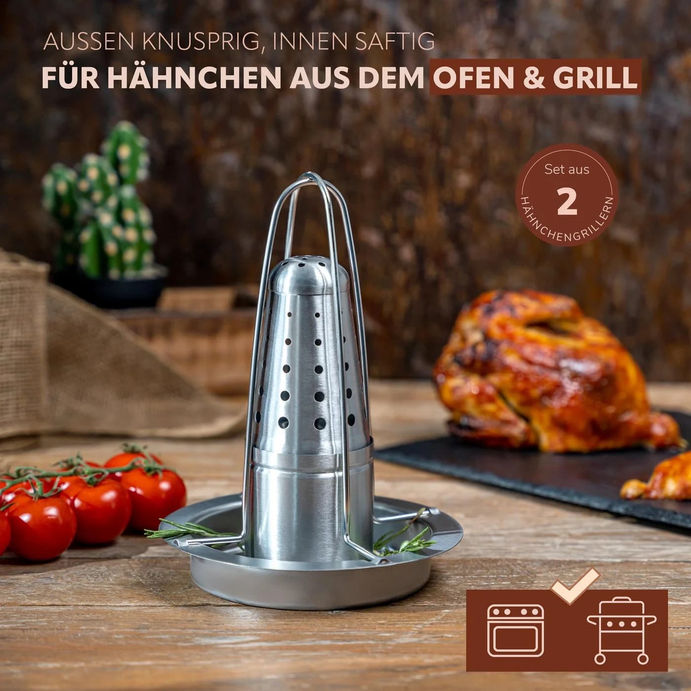 bremermann Hähnchenbräter 2x Edelstahl mit Aromabehälter