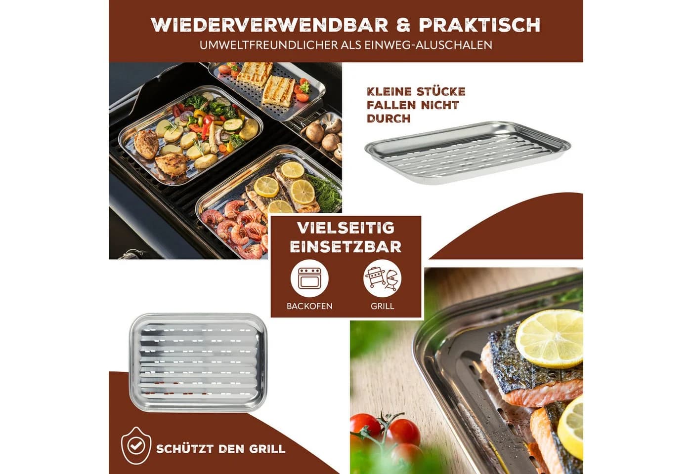 bremermann Grillplatte 4er-Set Edelstahl perforiert silber - Bild 3