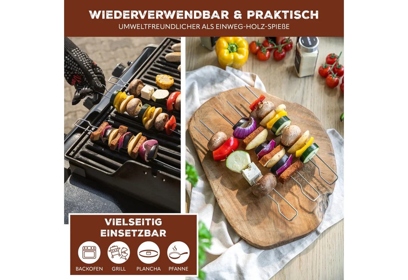 bremermann Doppel-Grillspieß 8er Set Edelstahl Silber - Bild 3