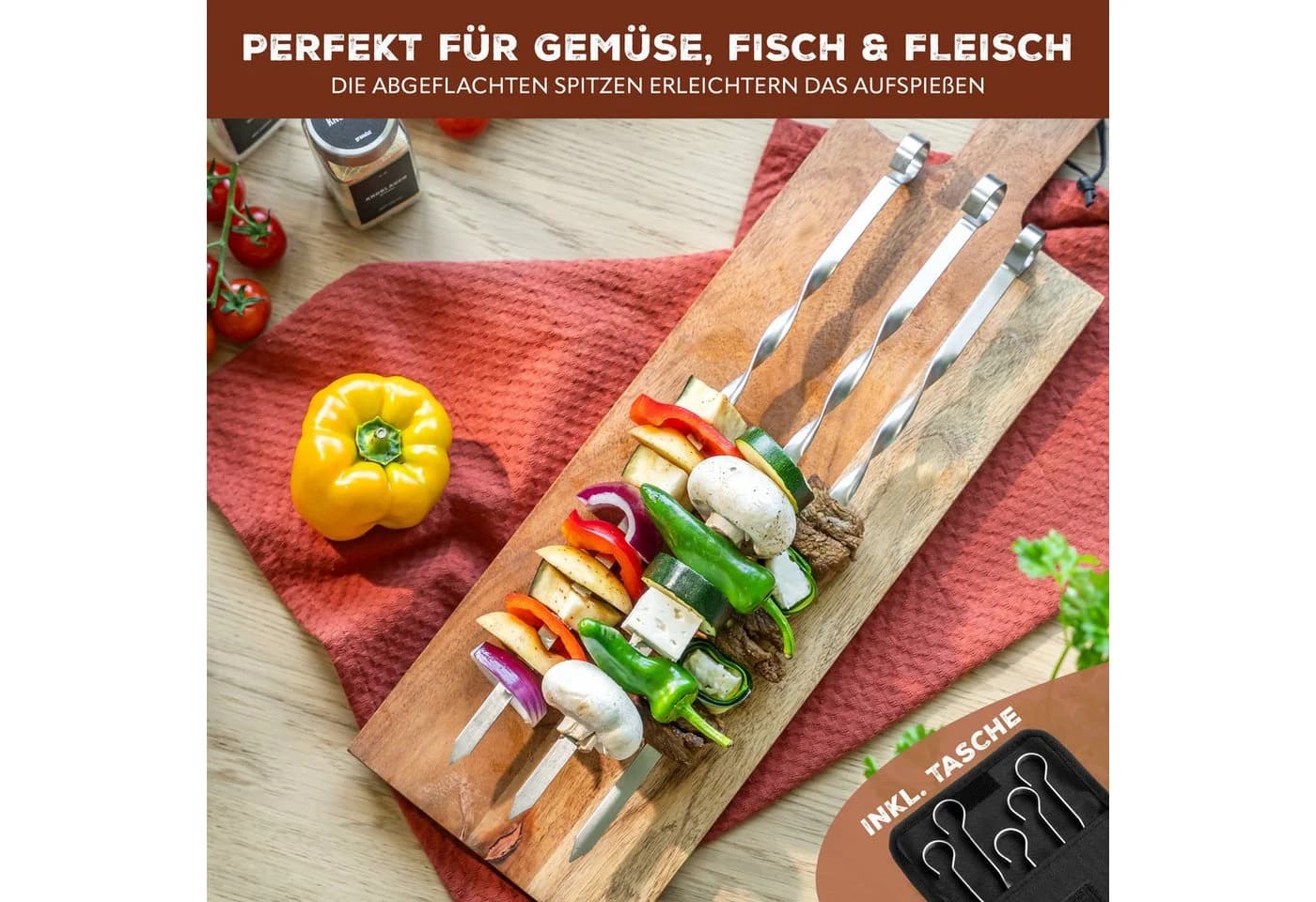 bremermann Grillspieß 10er Set Edelstahl mit Tasche - Bild 5