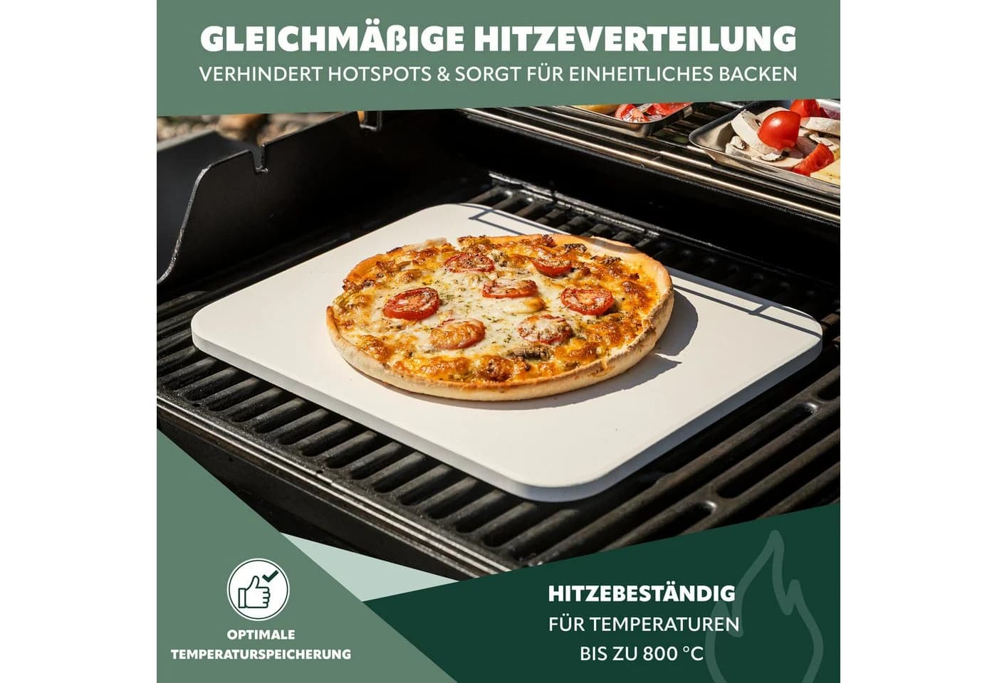 bremermann Pizzastein-Set 2tlg mit Pizzaheber Cordierit - Bild 3