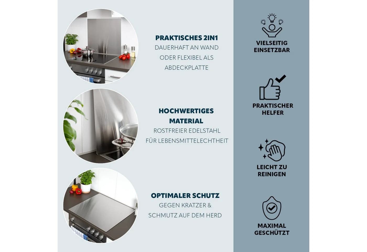 bremermann Herdspritzschutz 2in1 Edelstahl Magnetisch Silber - Bild 3