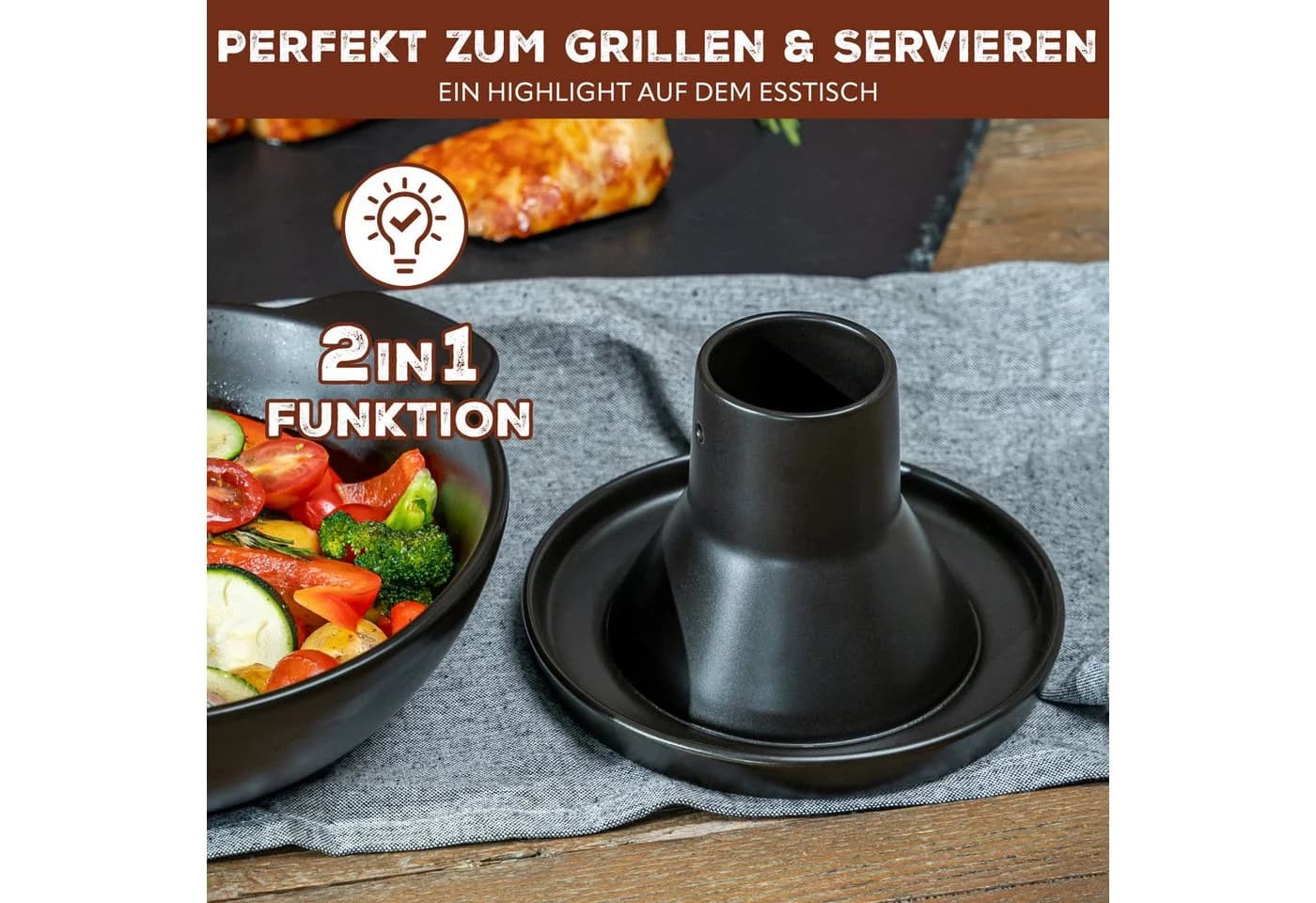 bremermann Hähnchenbräter aus Steingut schwarz - Bild 4