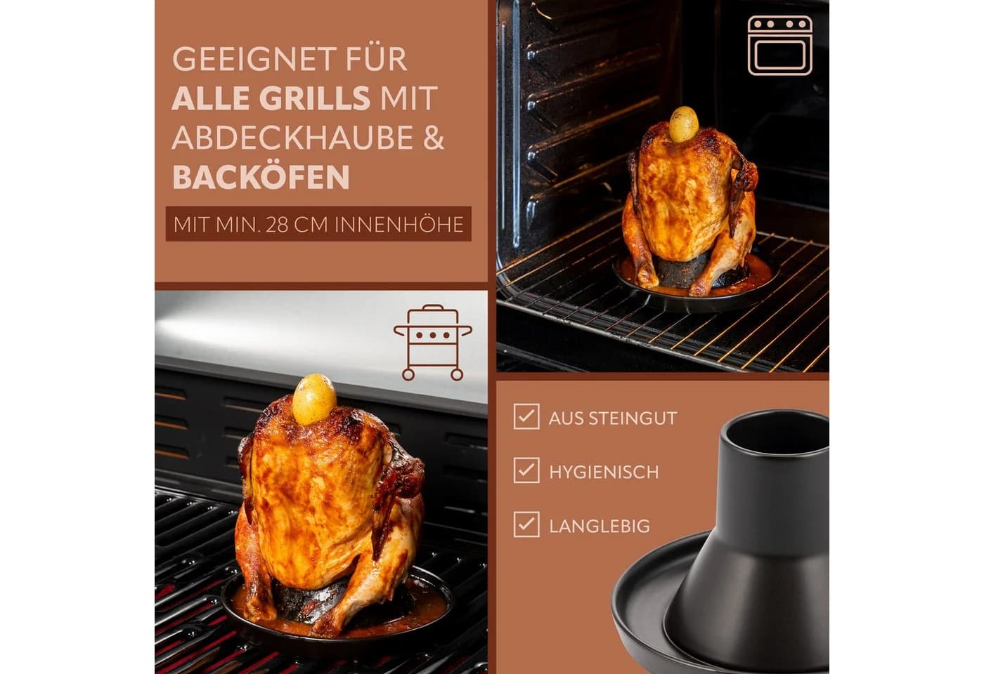 bremermann Hähnchenbräter aus Steingut schwarz - Bild 5