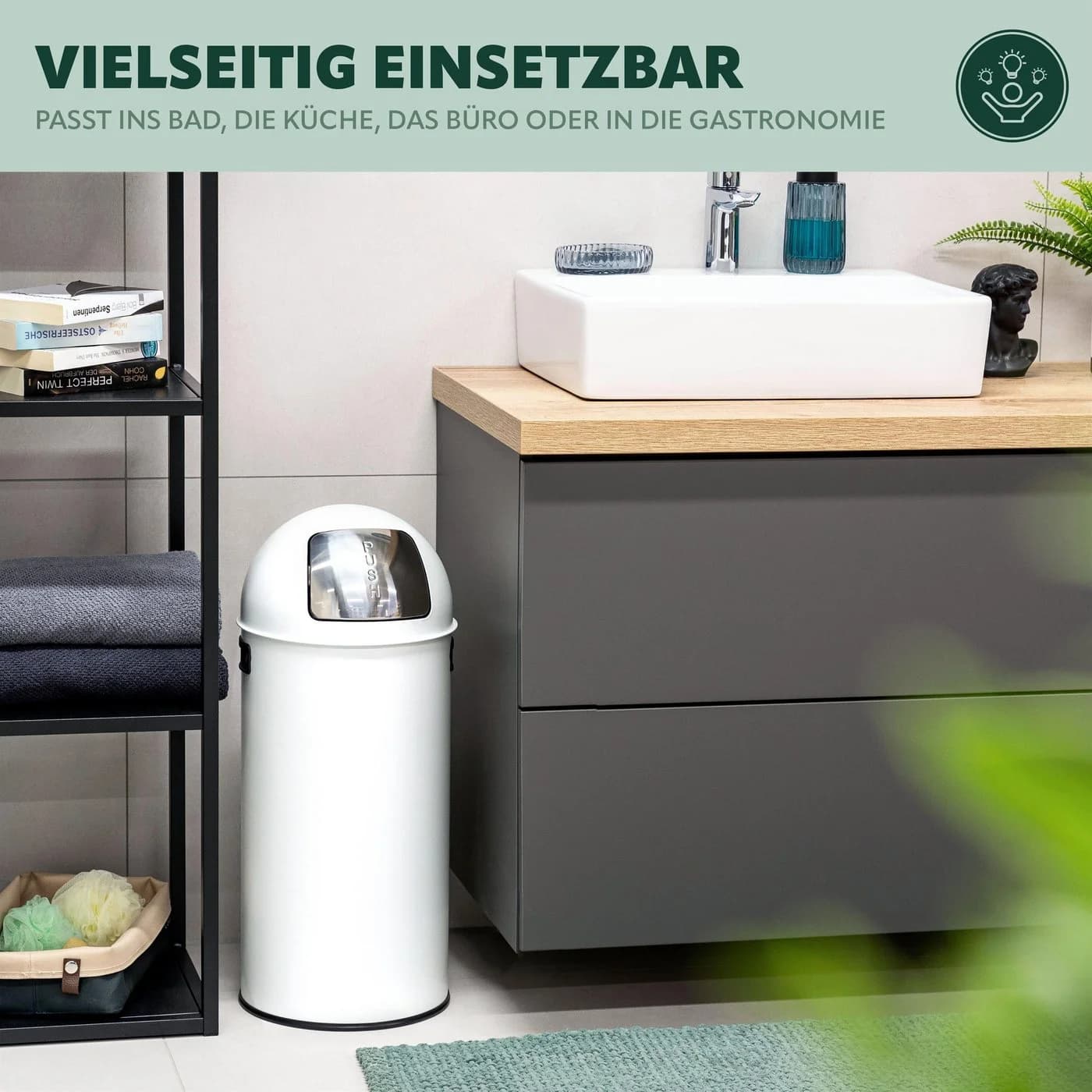 eluno Pushmülleimer 25L Weiß Retro-Design - Bild 5