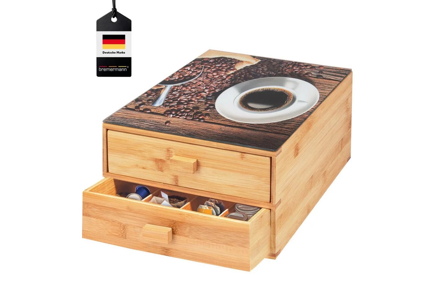 bremermann Kaffeekapsel-Box Bambus mit Glasplatte - Bild 2