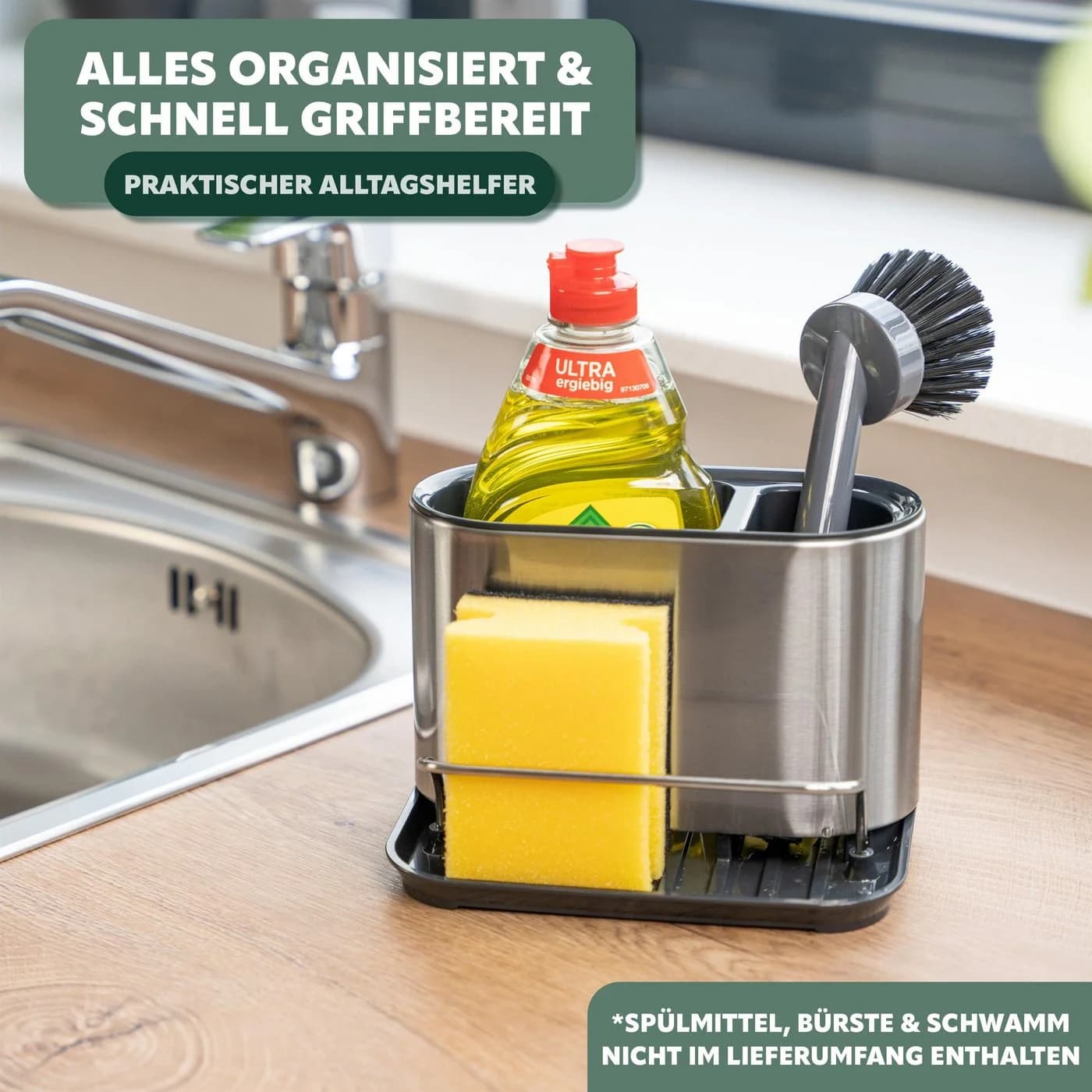 bremermann Schwammhalter Spülbecken-Organizer Silber Edelstahl