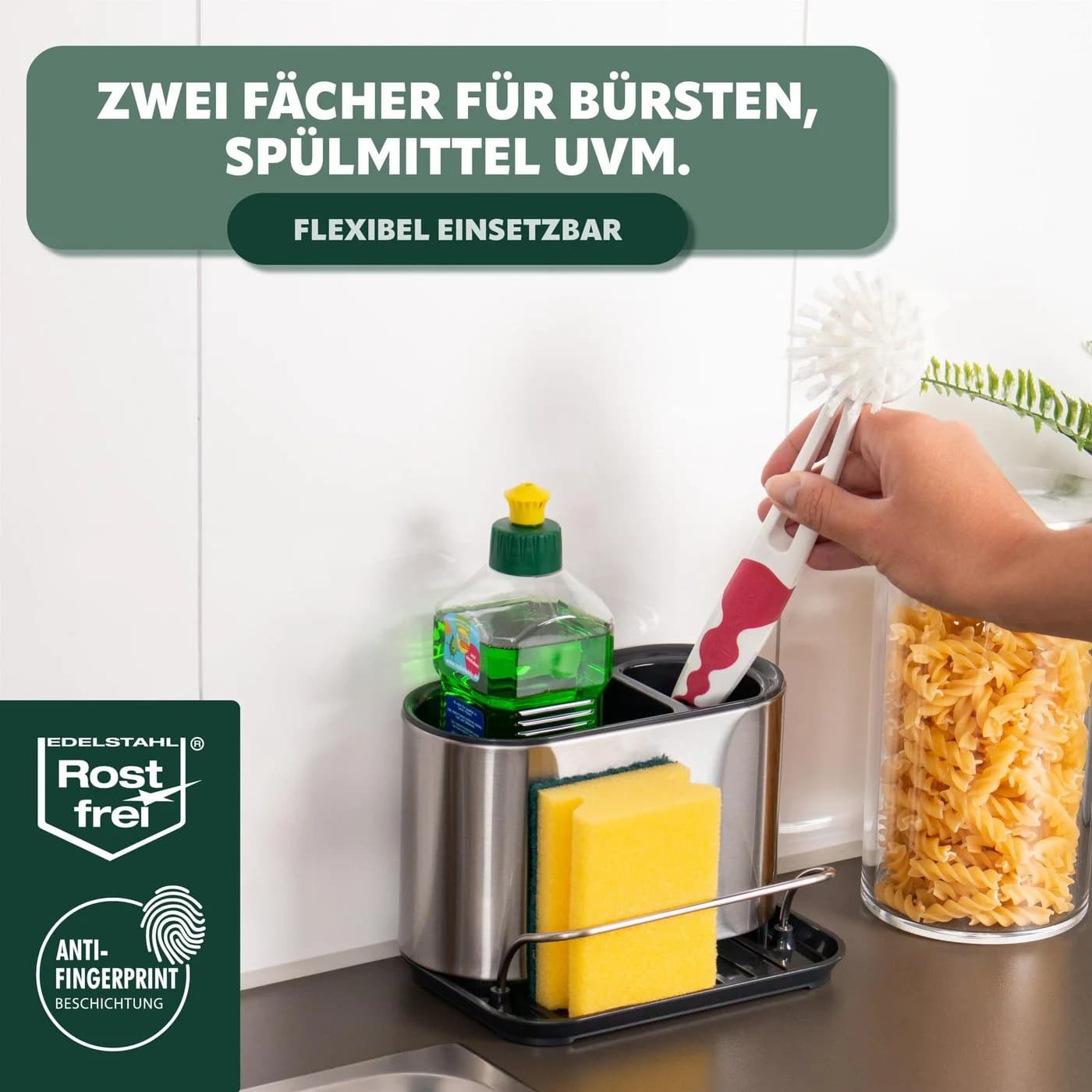 bremermann Schwammhalter Spülbecken-Organizer Silber Edelstahl - Bild 4