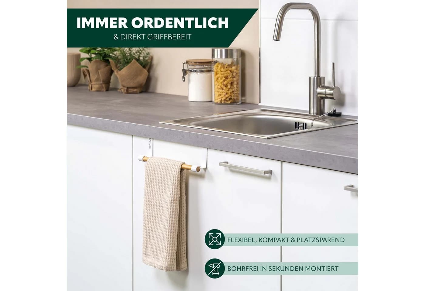 eluno Spültuchhalter Bambus Edelstahl ohne Bohren
