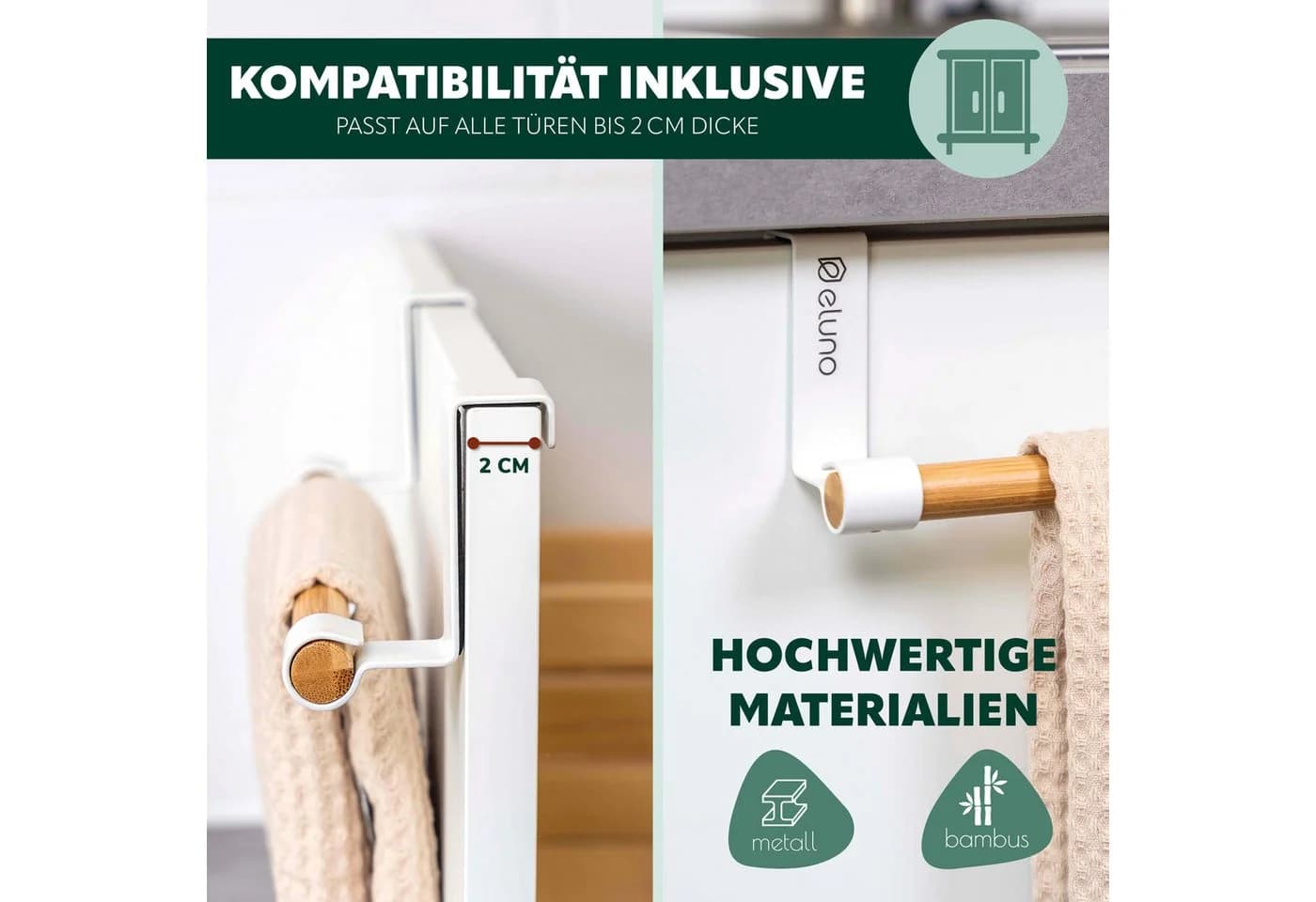 eluno Spültuchhalter Bambus Edelstahl ohne Bohren - Bild 4