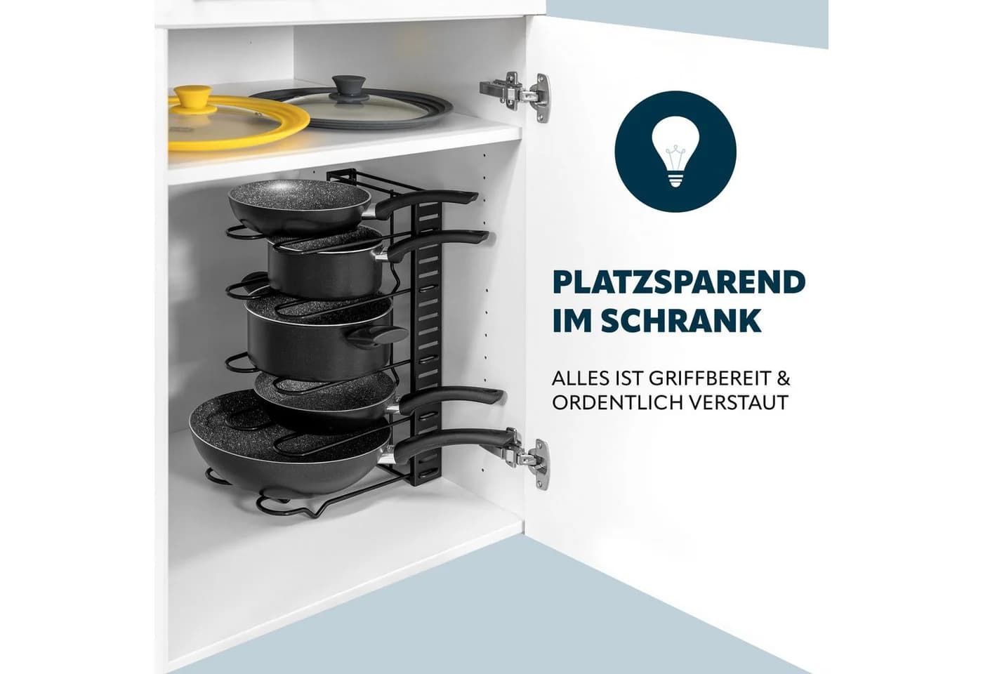 eluno Geschirrständer doppelseitiger Topfdeckel und Pfannenhalter Schwarz - Bild 3