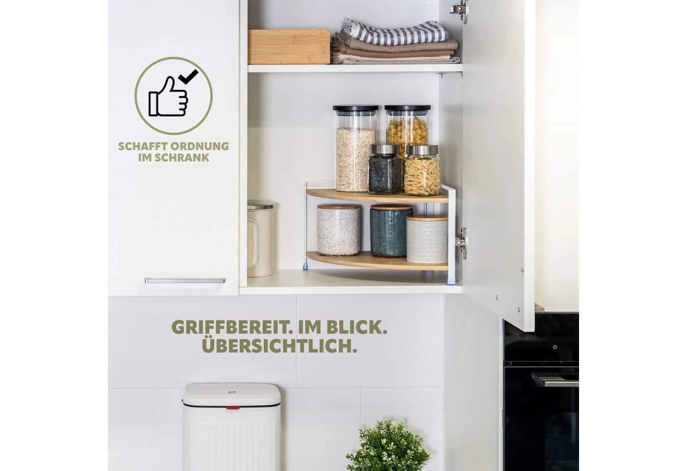 eluno Küchenregal Gewürzeckregal Bambus Metall Weiß/Schwarz - Bild 3