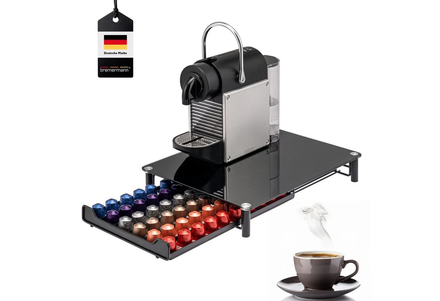 bremermann Kaffeekapselbox Nespresso Kapselhalter Glasplatte 60x - Bild 2