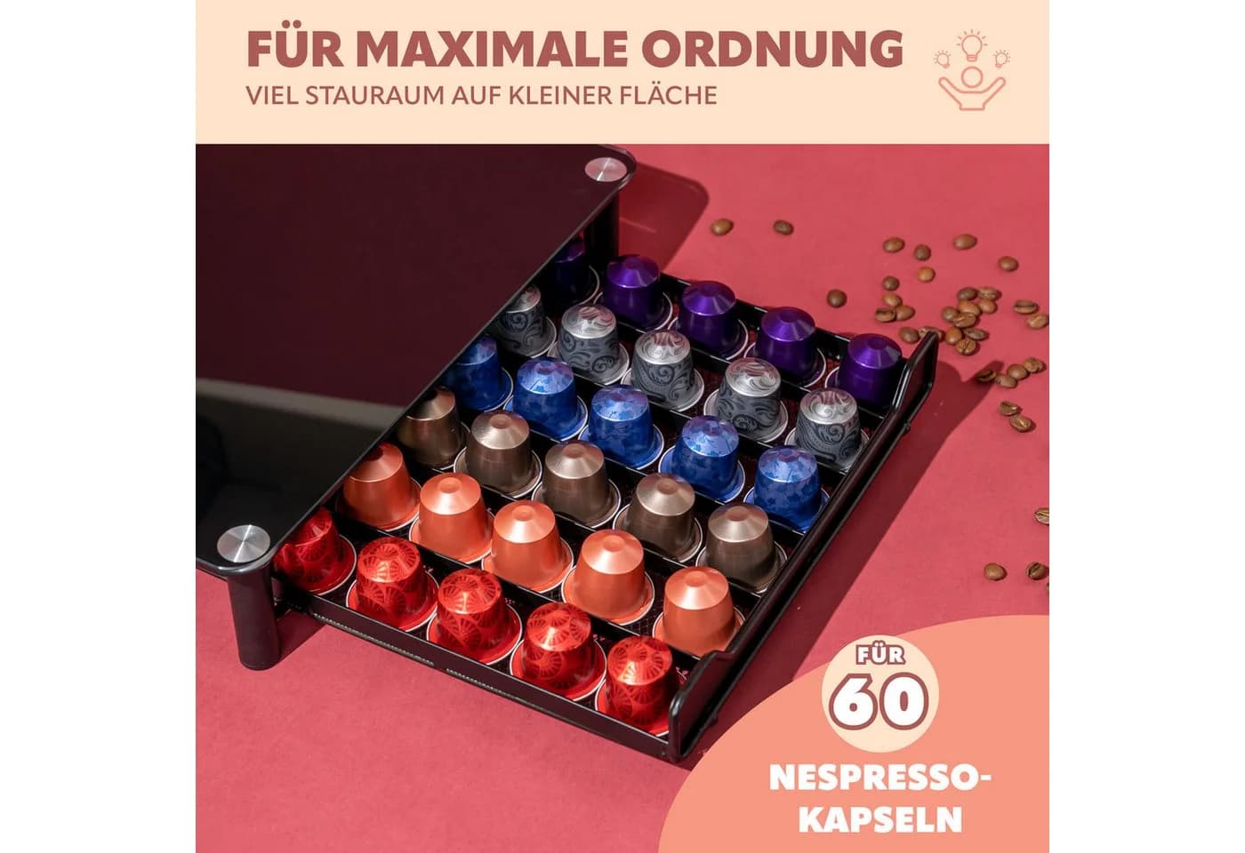 bremermann Kaffeekapselbox Nespresso Kapselhalter Glasplatte 60x - Bild 3