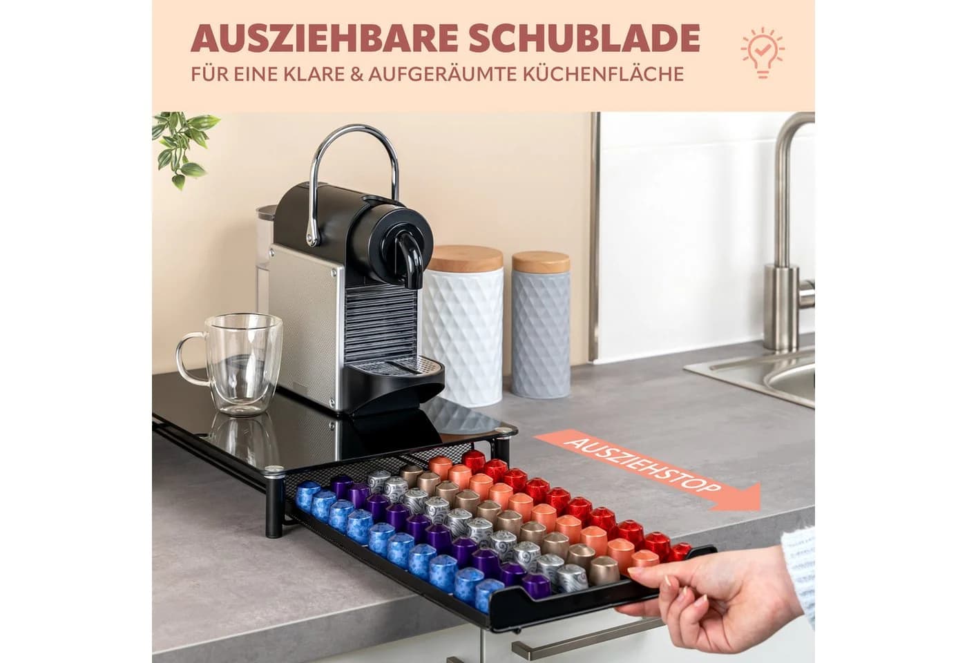 bremermann Kaffeekapselbox Nespresso Kapselhalter Glasplatte 60x - Bild 5