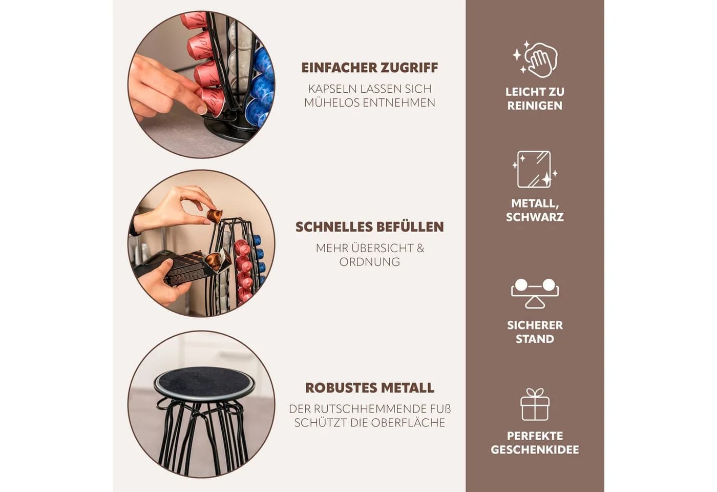 eluno Kapselständer Nespresso Schwarz 360° Drehbar - Bild 4