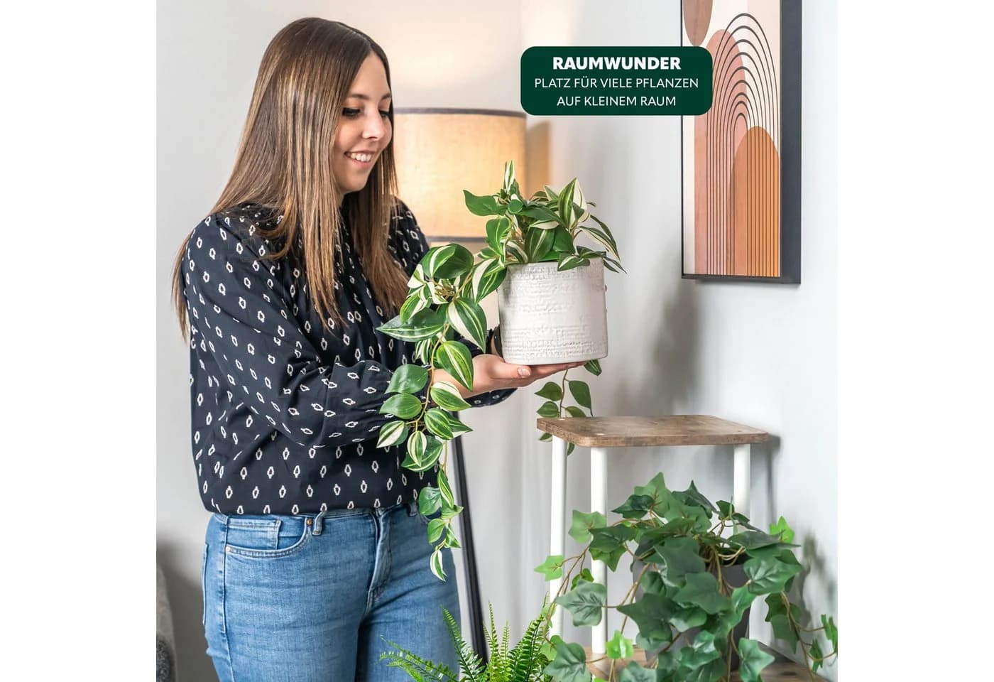 eluno Blumenständer 5 Ablagen FSC-MDF Metall Weiß - Bild 5
