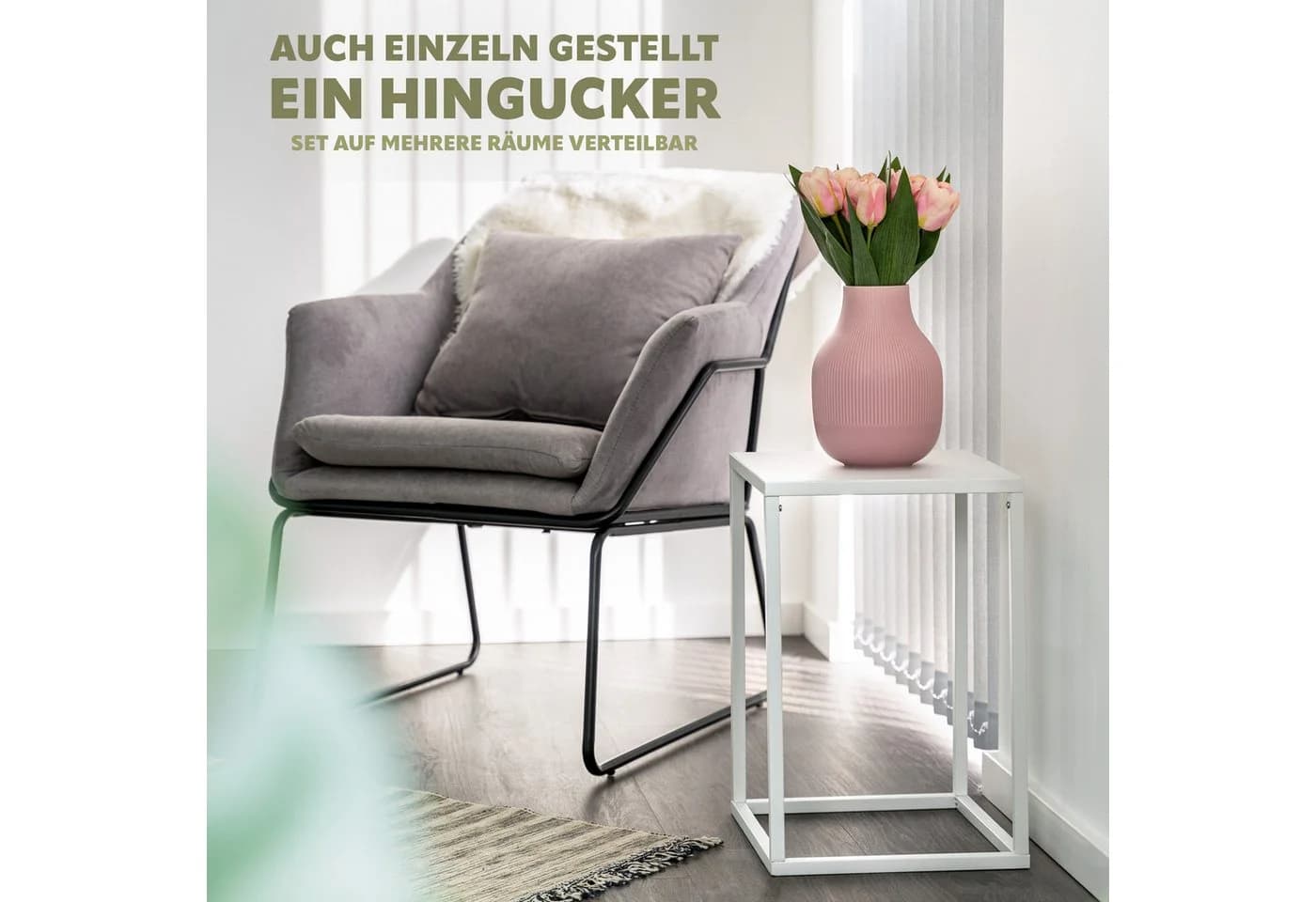 bremermann Blumenhocker 3er-Set Weiß Metall-Blumensäule - Bild 5