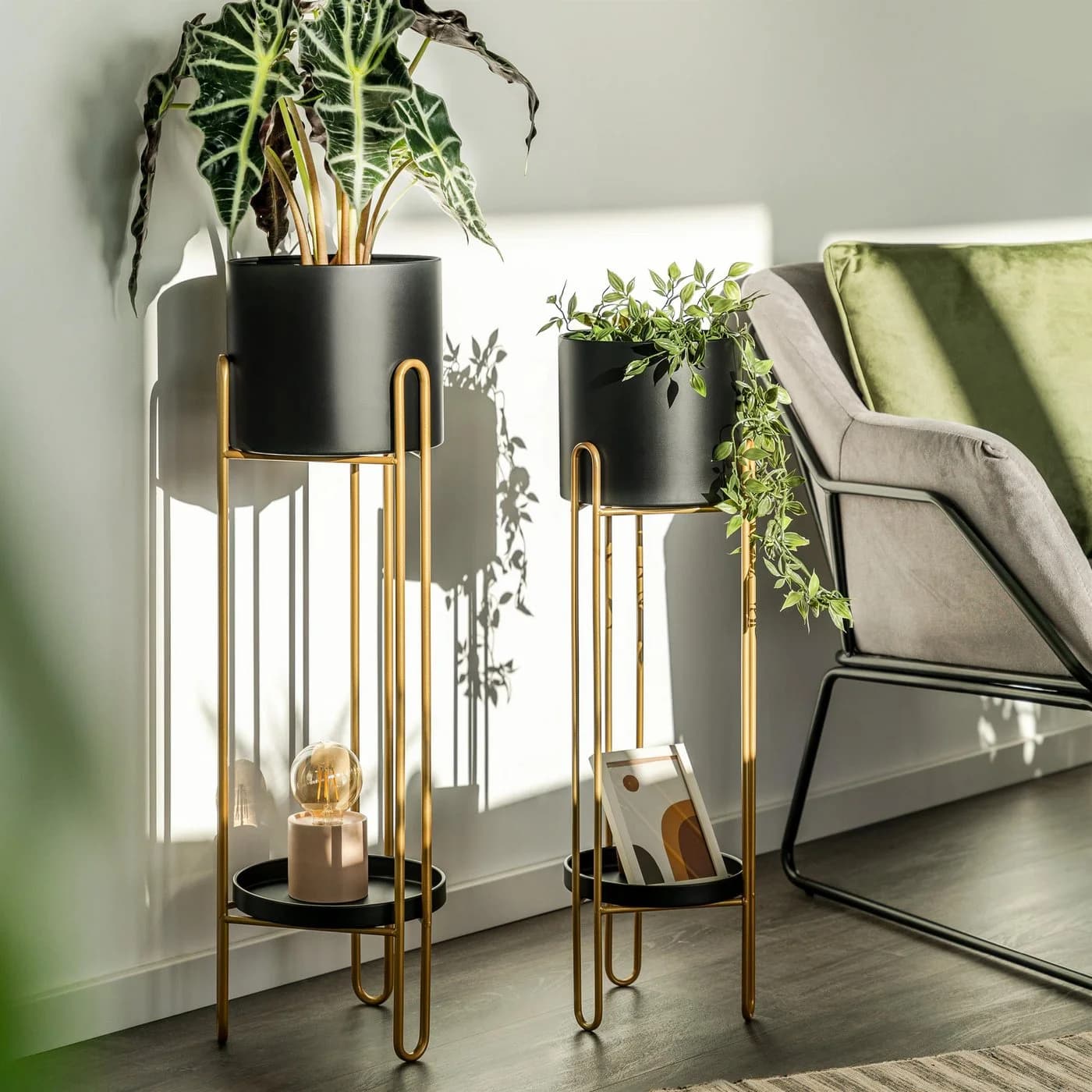 bremermann Blumenhocker 2er-Set Metall Schwarz/Gold - Bild 4