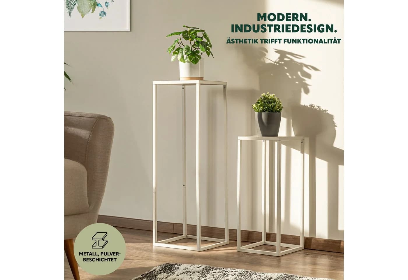 bremermann Blumenhocker 2er-Set Weiß Industriedesign
