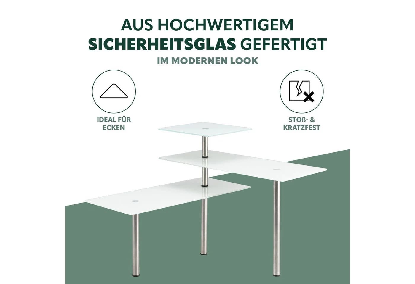 bremermann Küchenregal Eckregal Glas Edelstahl Weiß - Bild 5
