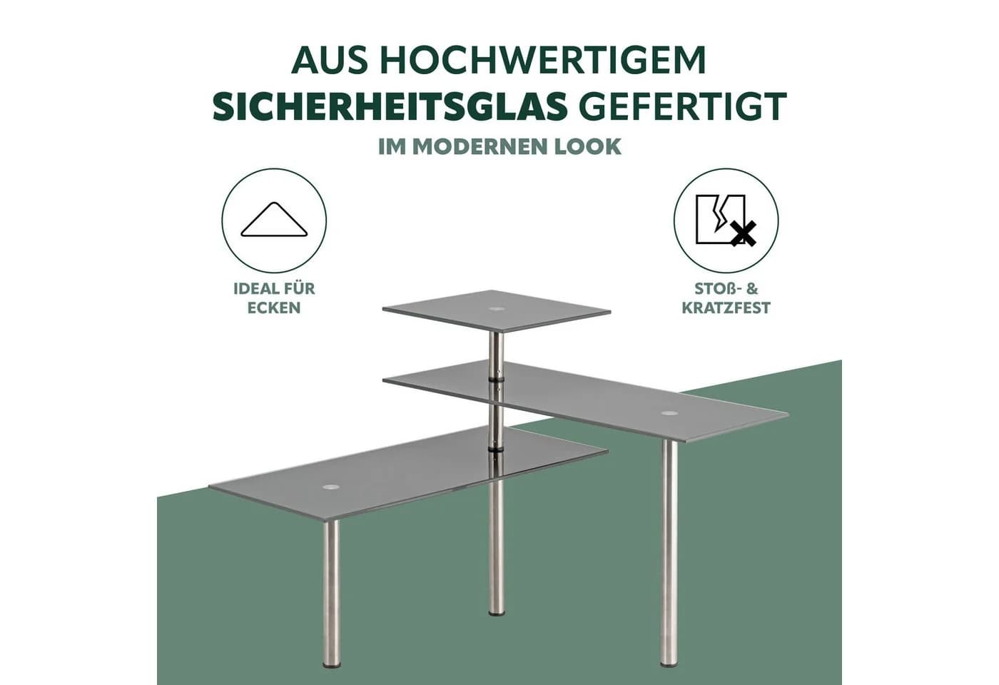 bremermann Küchenregal Glas-Eckregal Grau Edelstahl - Bild 5