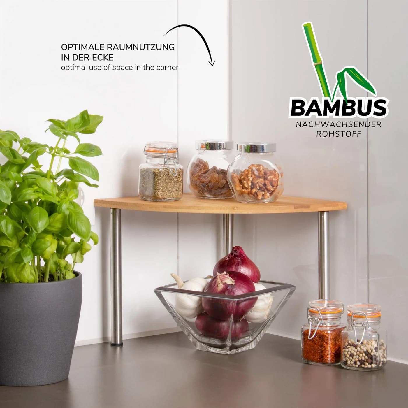 bremermann Eckregal Bambus & Edelstahl - Bild 5