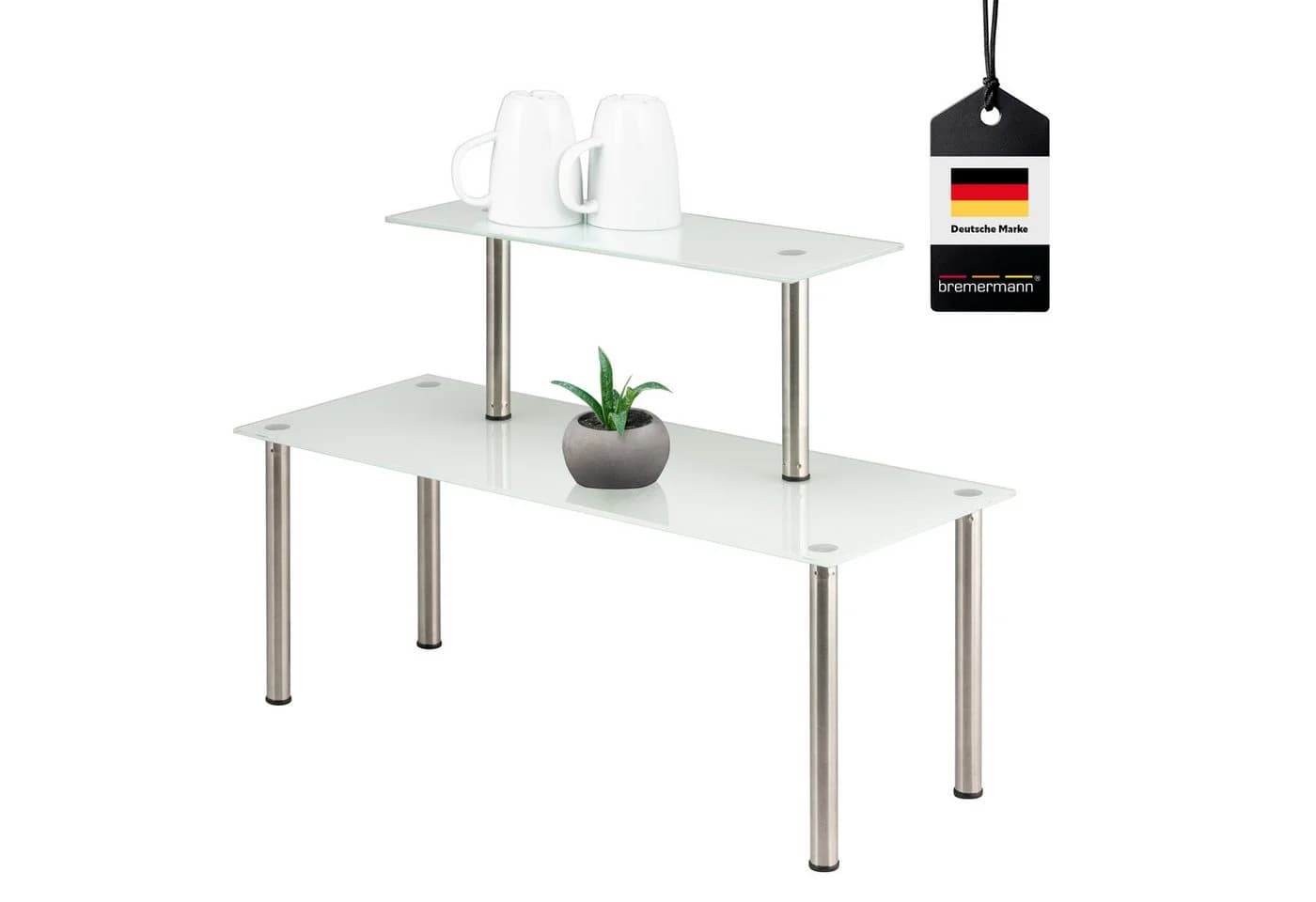 bremermann Küchenregal Glas-Regal mit Glasplatten und Edelstahlfüßen weiß - Bild 2