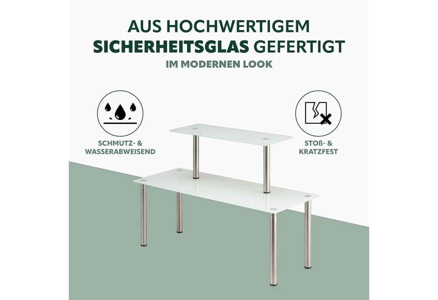 bremermann Küchenregal Glas-Regal mit Glasplatten und Edelstahlfüßen weiß - Bild 5