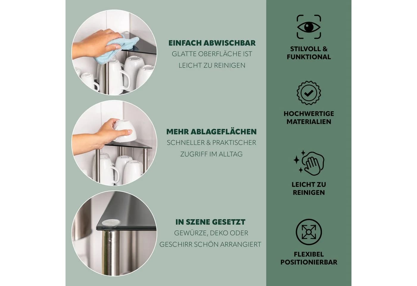 bremermann Eckregal Glas Edelstahl Grau Modern - Bild 5