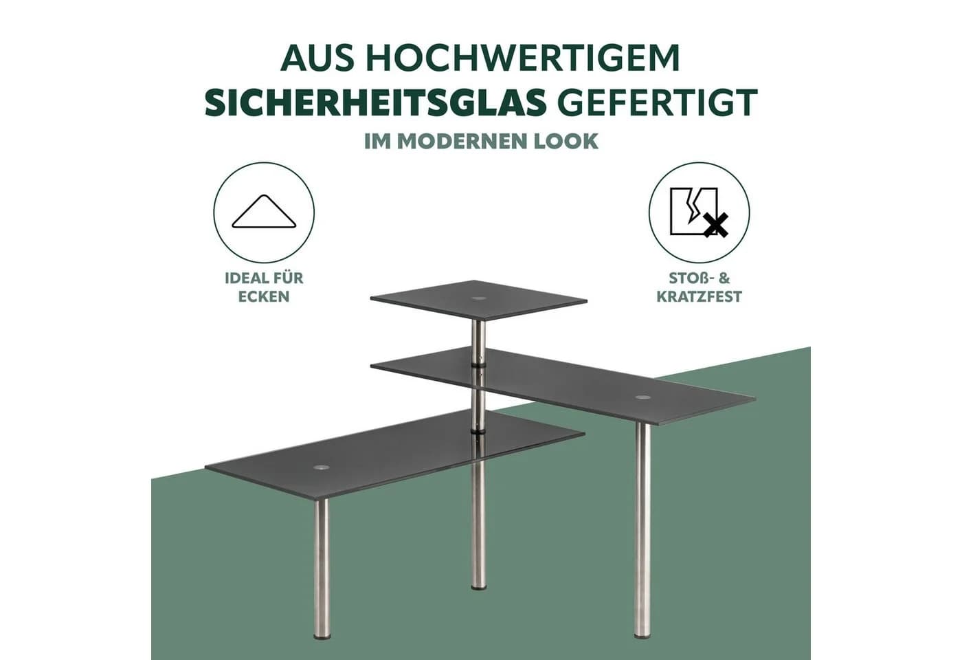 bremermann Küchenregal Eckregal Schwarz Glas Edelstahl - Bild 5