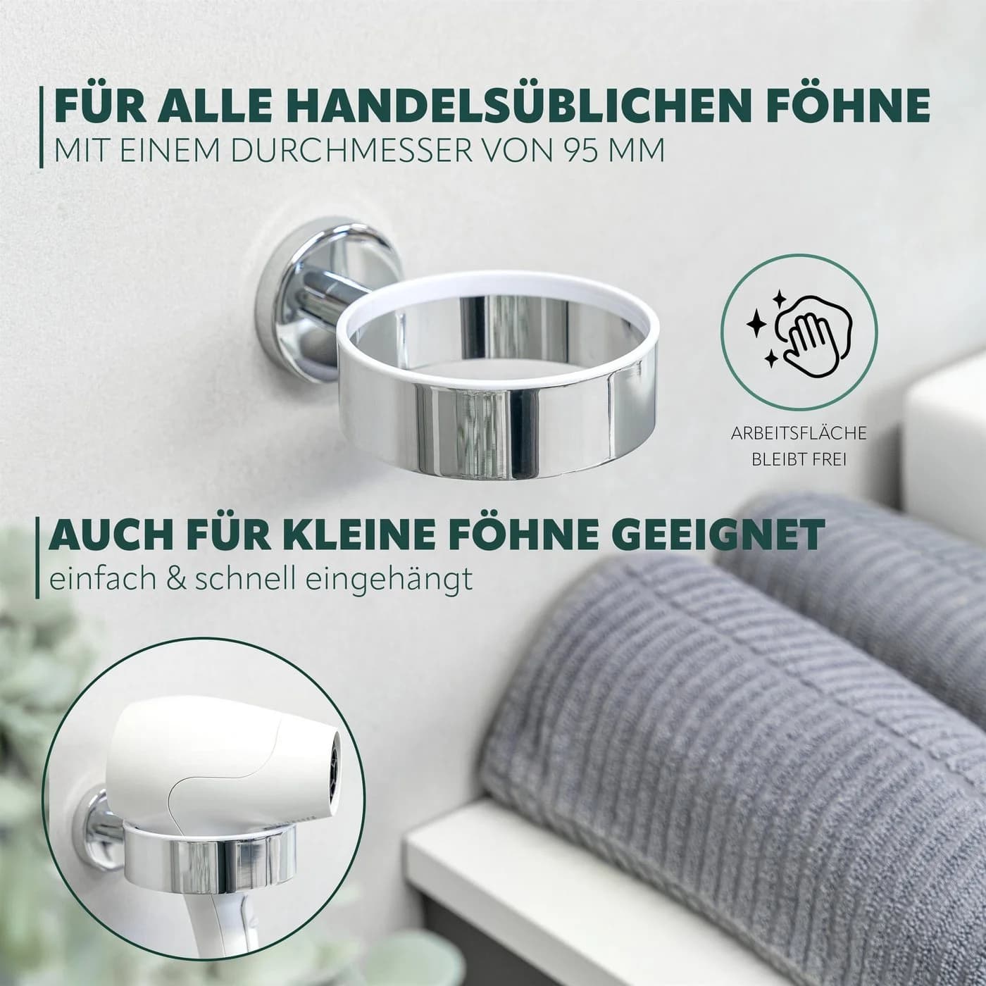 bremermann Haartrocknerhalter LUCENTE Edelstahl Hochglanz Silber - Bild 4