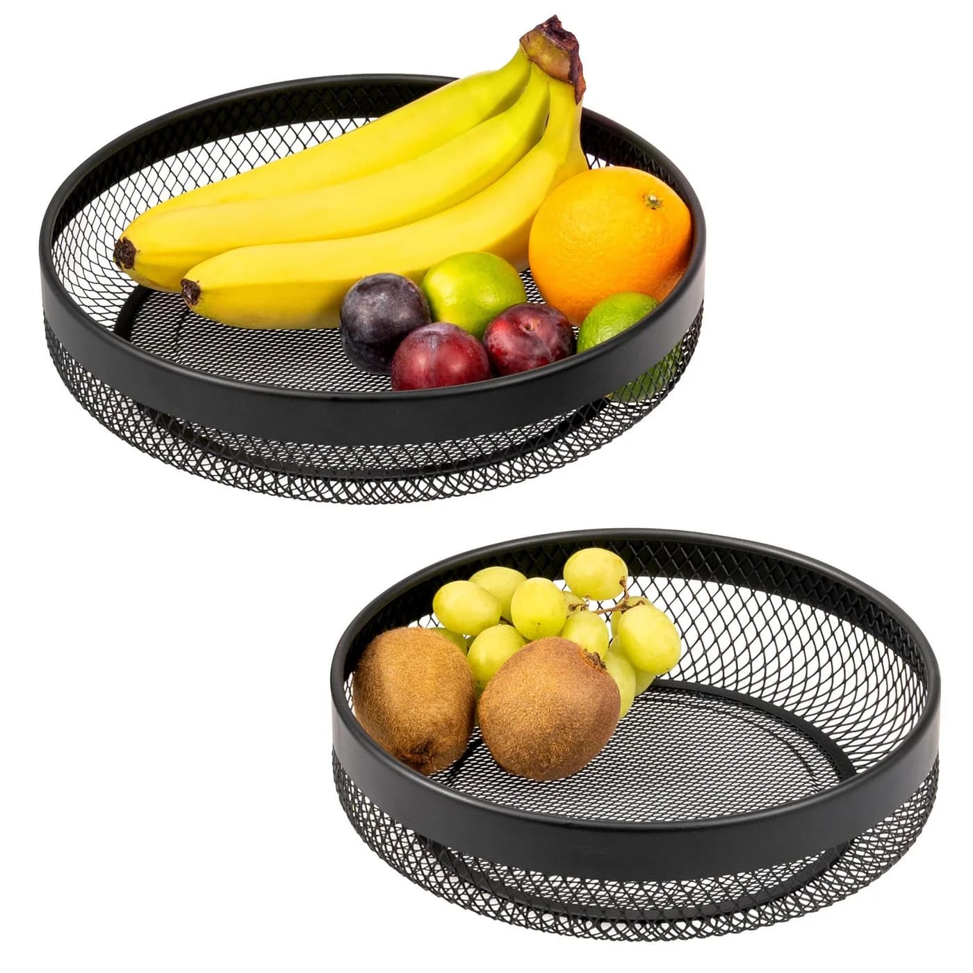 eluno Obstschale Brotkorb 2er Set Rund Schwarz Metall - Bild 2