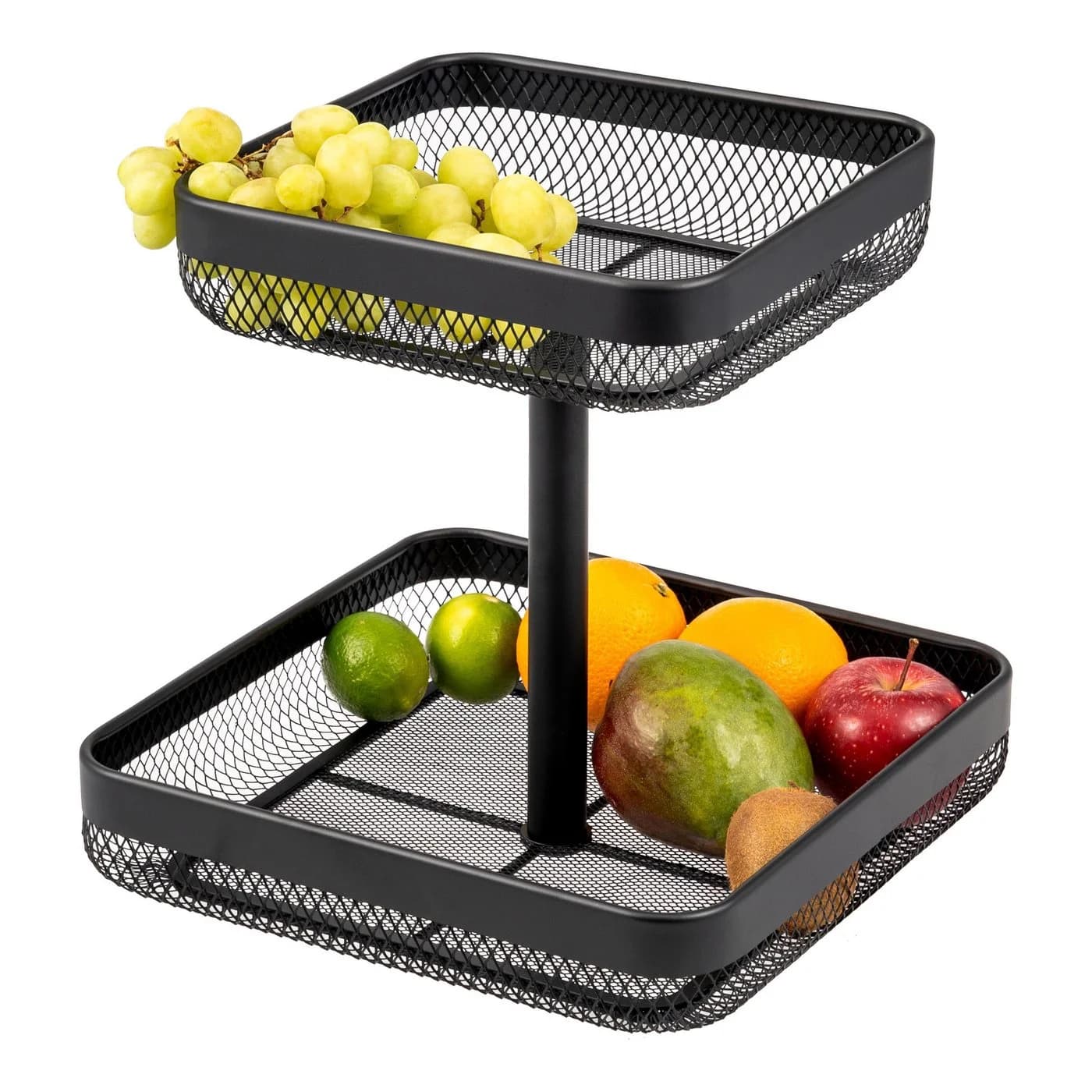 eluno Obstschale eckig 2-stöckig Schwarz Metall - Bild 2