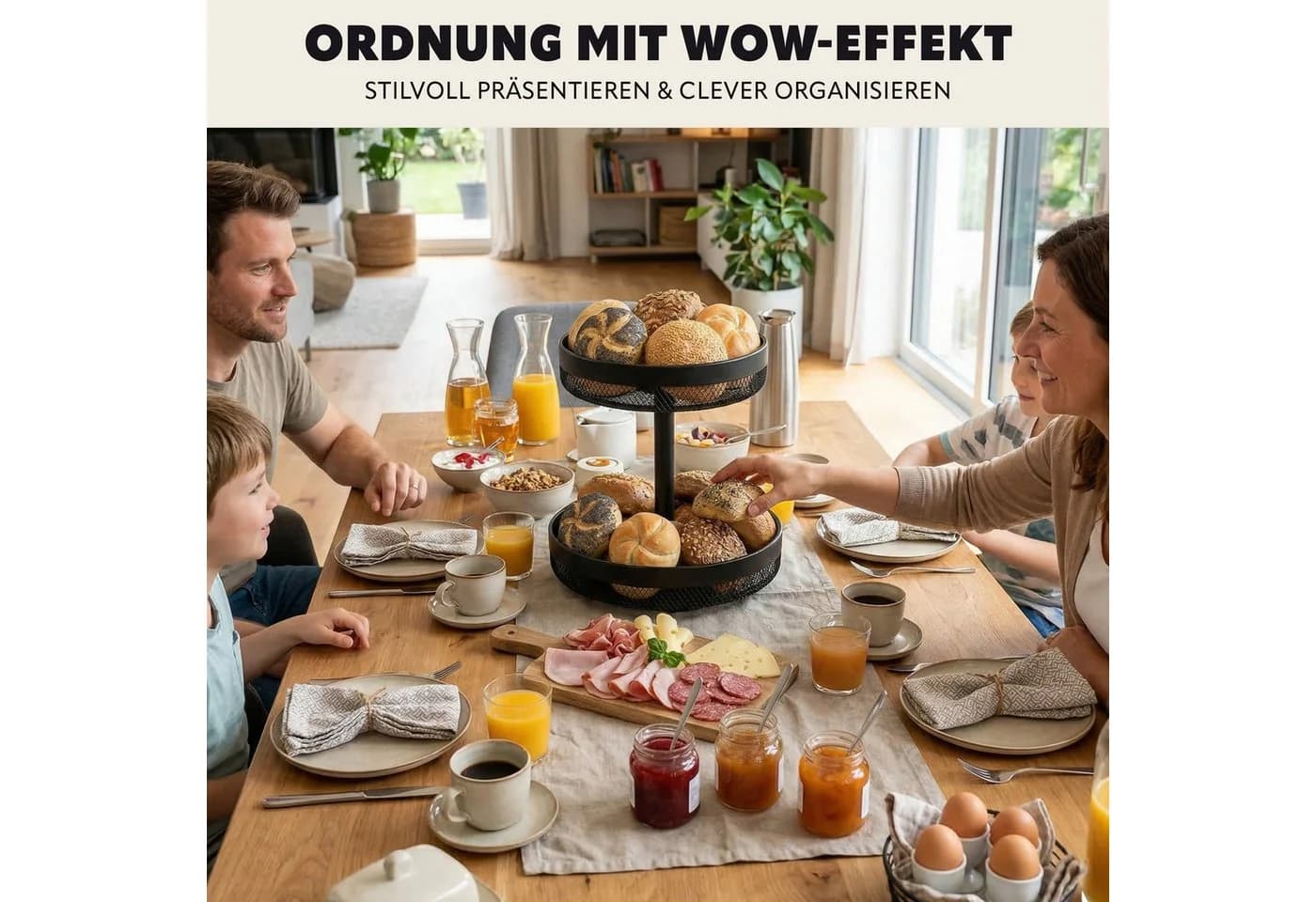 eluno Obstschale rund 2-stöckig Schwarz Metall - Bild 5