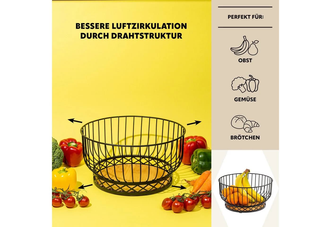 bremermann Obstkorb Bambusboden Schwarz Matt - Bild 3