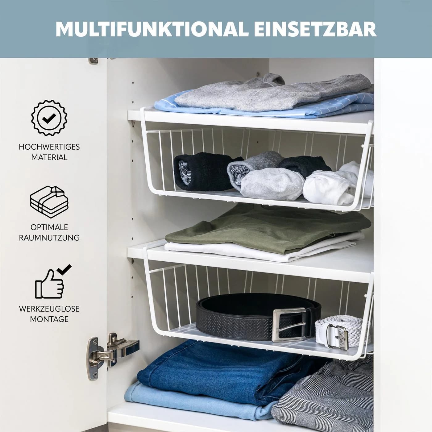 eluno Einhängekorb 2er Set Weiß Metall mit Kratzschutz - Bild 4