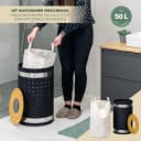 eluno Wäschetonne mit Deckel und Wäschesack rund 50L, aus Metall Bild 3