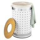 eluno Wäschetonne rund 50L Metall mit Holzdeckel und Wäschesack Bild 2