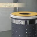 eluno Wäschetonne rund 50L grau Metall Holzoptik mit Wäschesack Bild 5