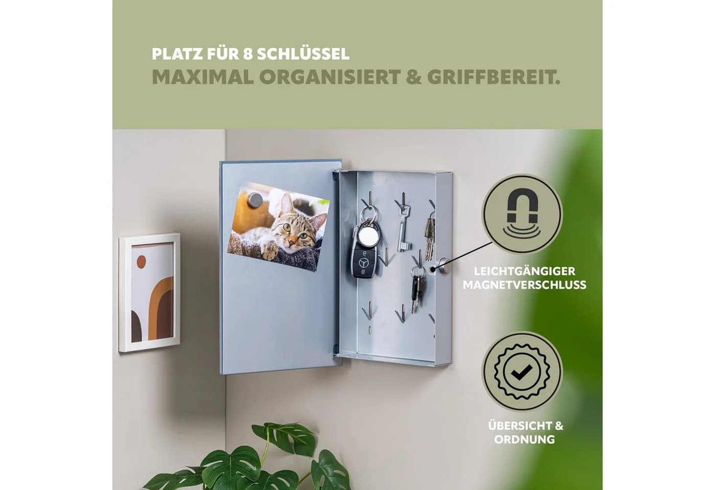 bremermann Schlüsselkasten Weiß mit Glasfront & 8 Haken - Bild 4