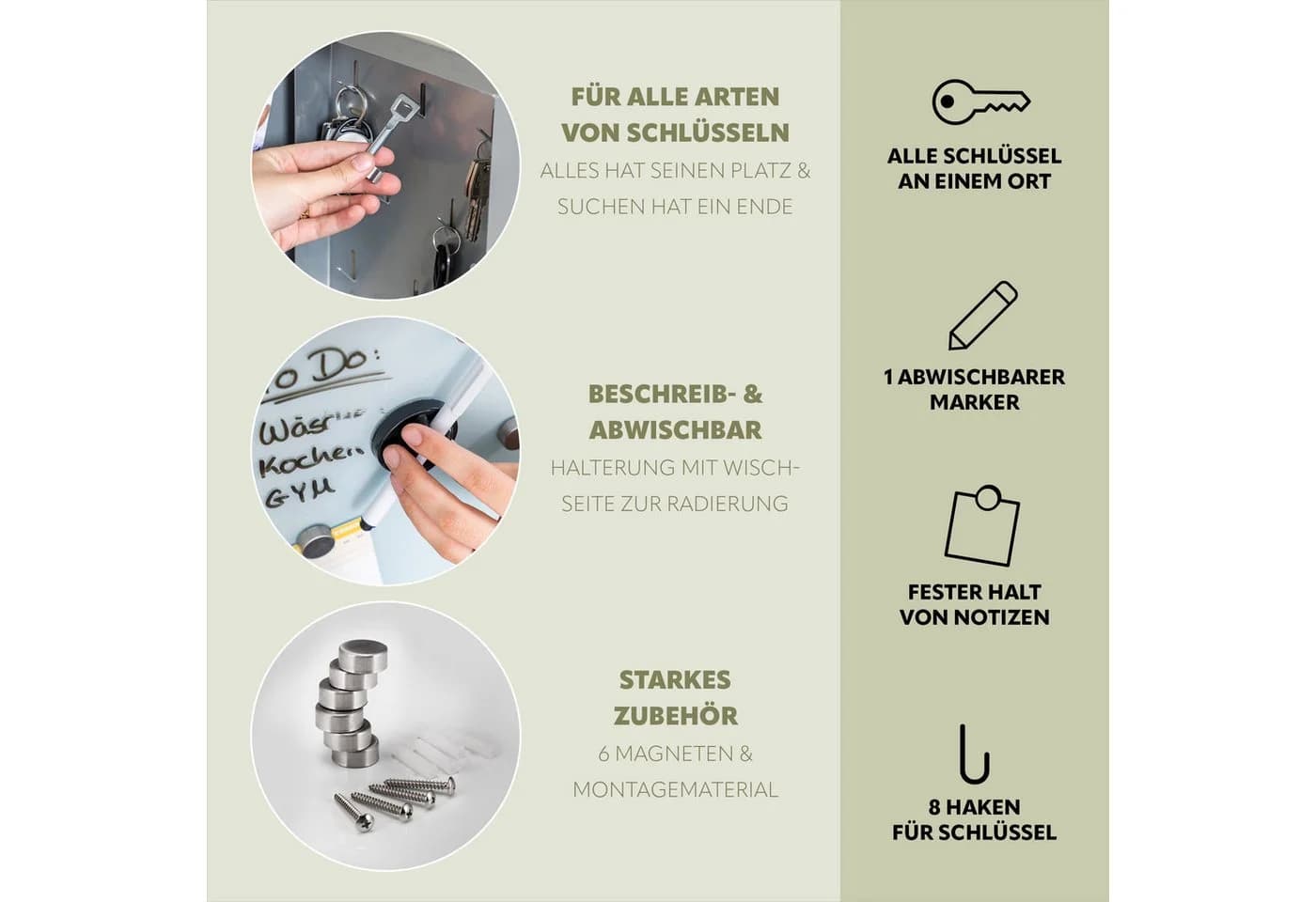 bremermann Schlüsselkasten Weiß mit Glasfront & 8 Haken - Bild 5