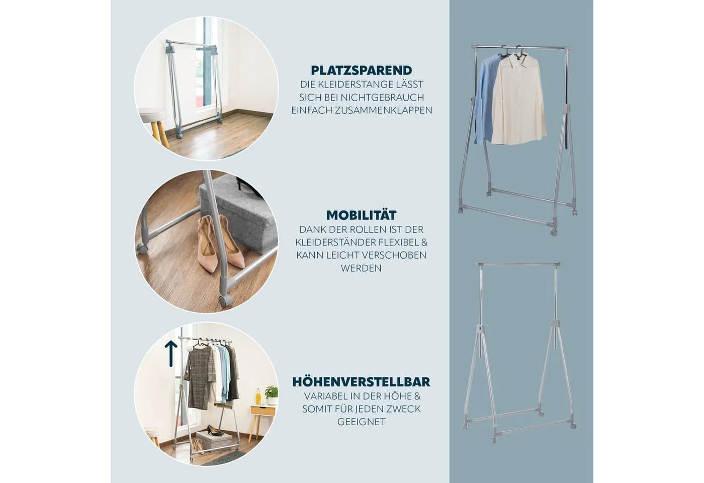 bremermann Kleiderständer klappbar rollbar mit Teleskop-System - Bild 4