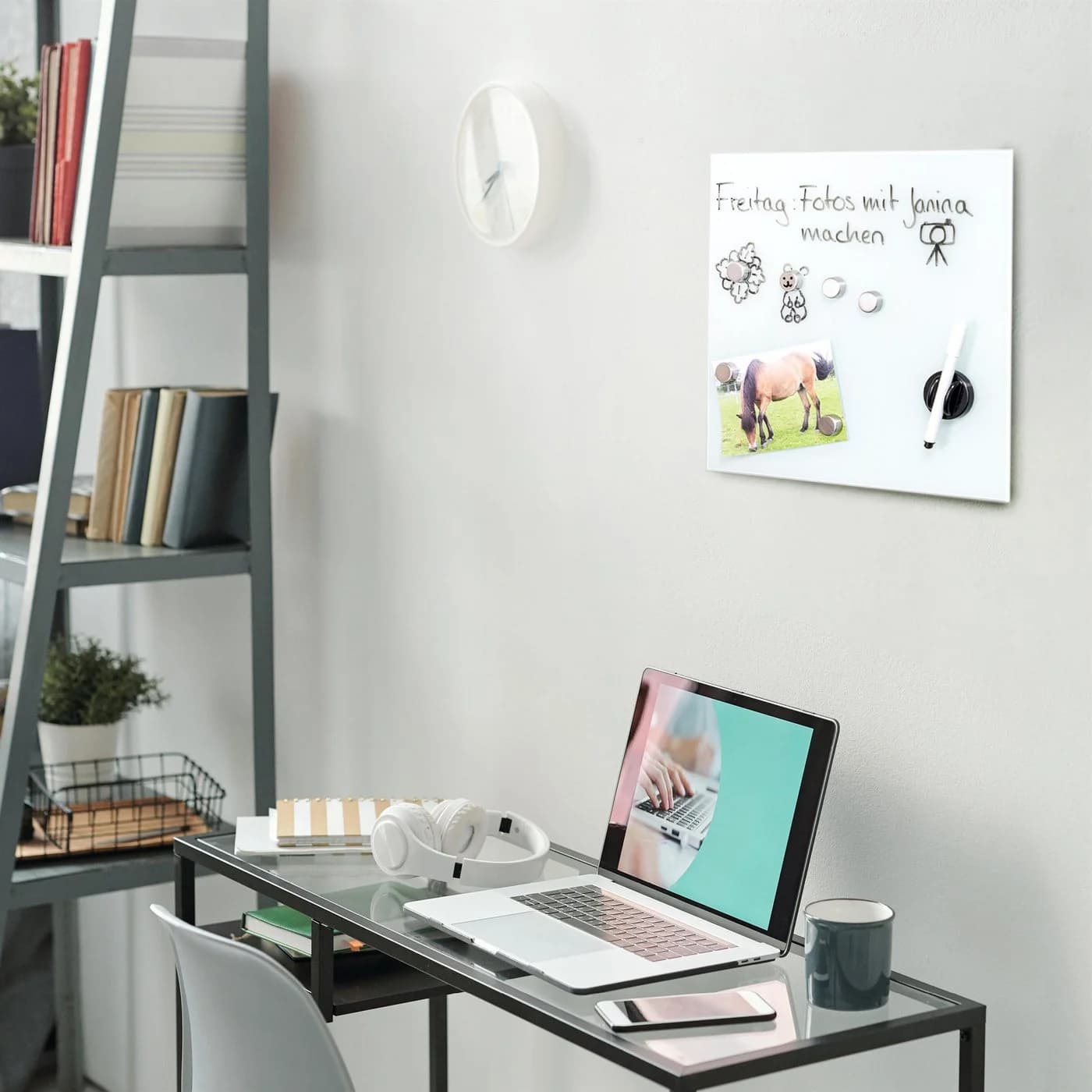 bremermann Magnettafel mit Glasfront Grau 35x35 cm