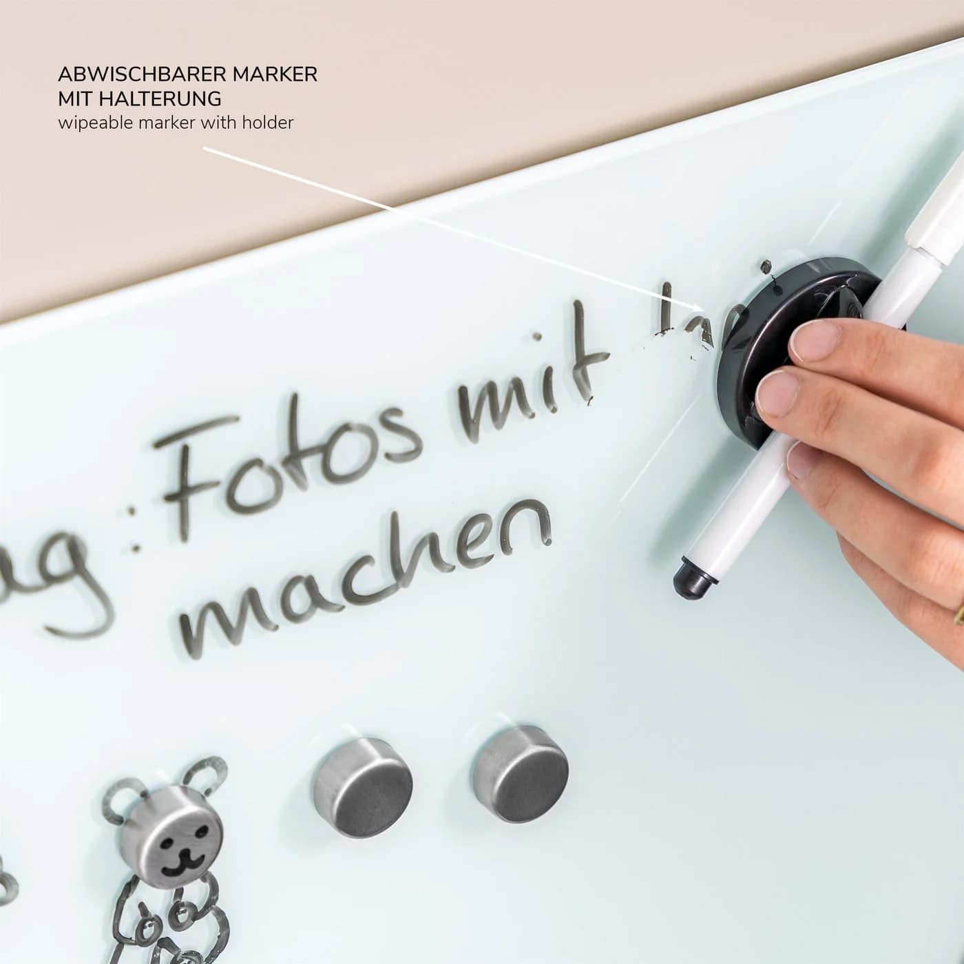bremermann Magnettafel mit Glasfront Grau 35x35 cm - Bild 5