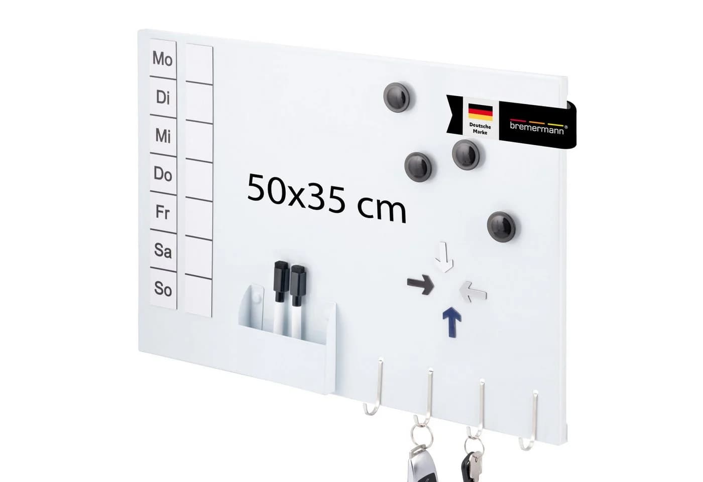 bremermann Magnettafel aus Metall Weiß Beschreibbar mit Zubehör - Bild 2