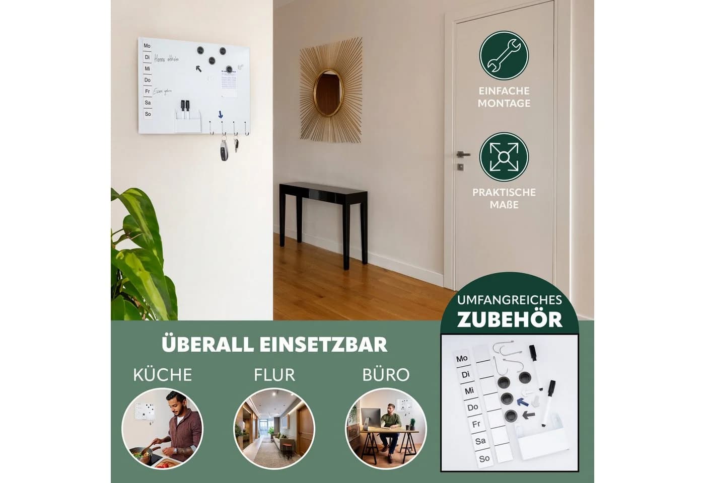bremermann Magnettafel aus Metall Weiß Beschreibbar mit Zubehör - Bild 5