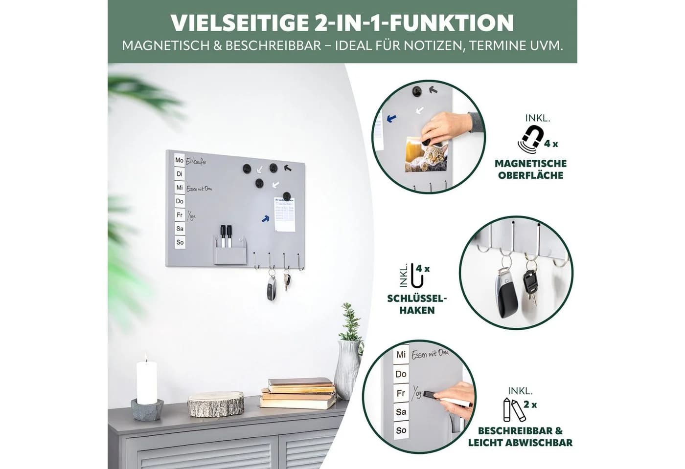bremermann Magnettafel Metall Beschreibbar Hellgrau