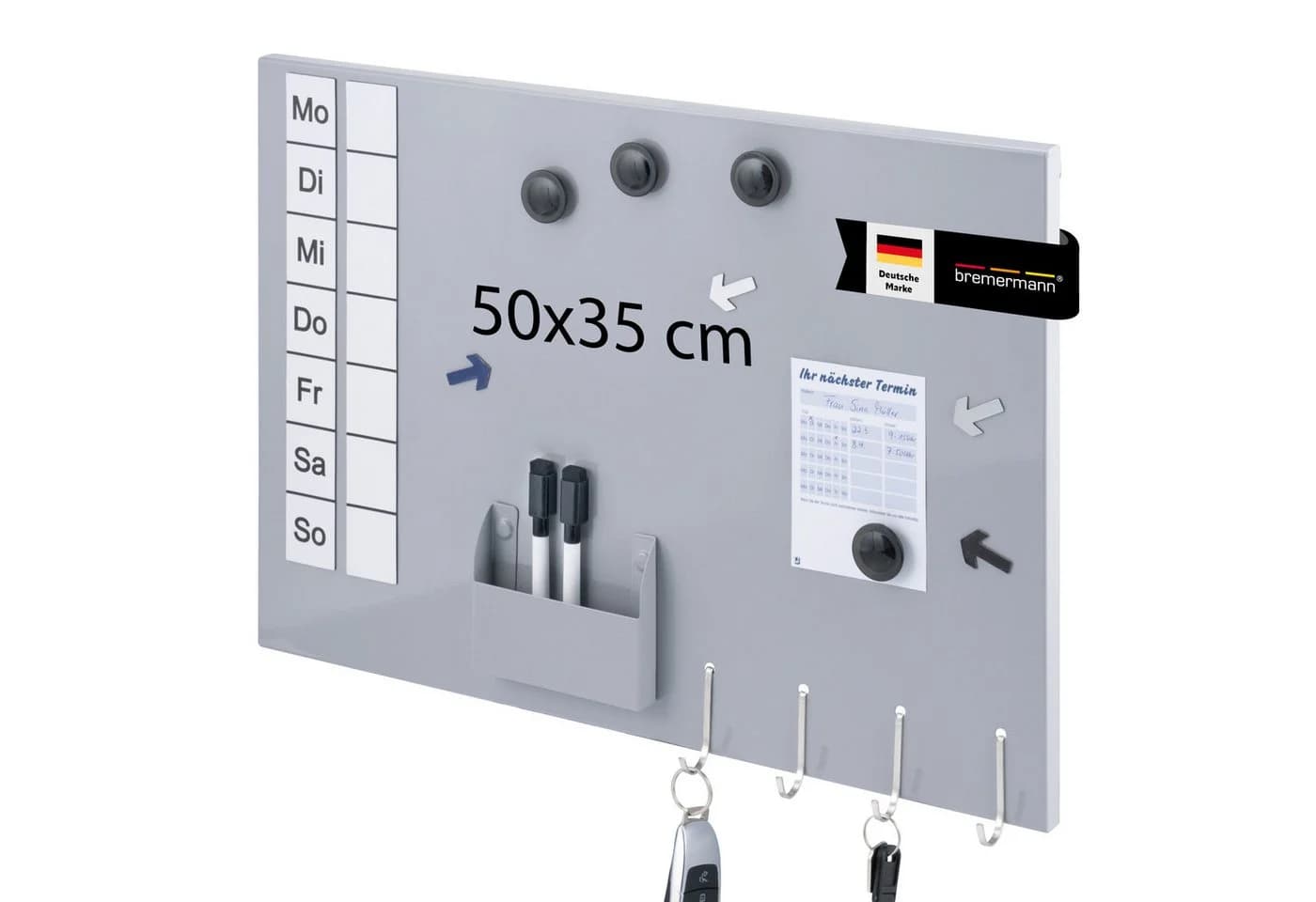 bremermann Magnettafel Metall Beschreibbar Hellgrau - Bild 2