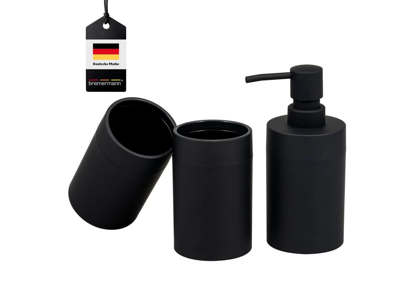 bremermann Badaccessoire-Set SAVONA 3tlg. Soft-Touch Schwarz - Bild 2